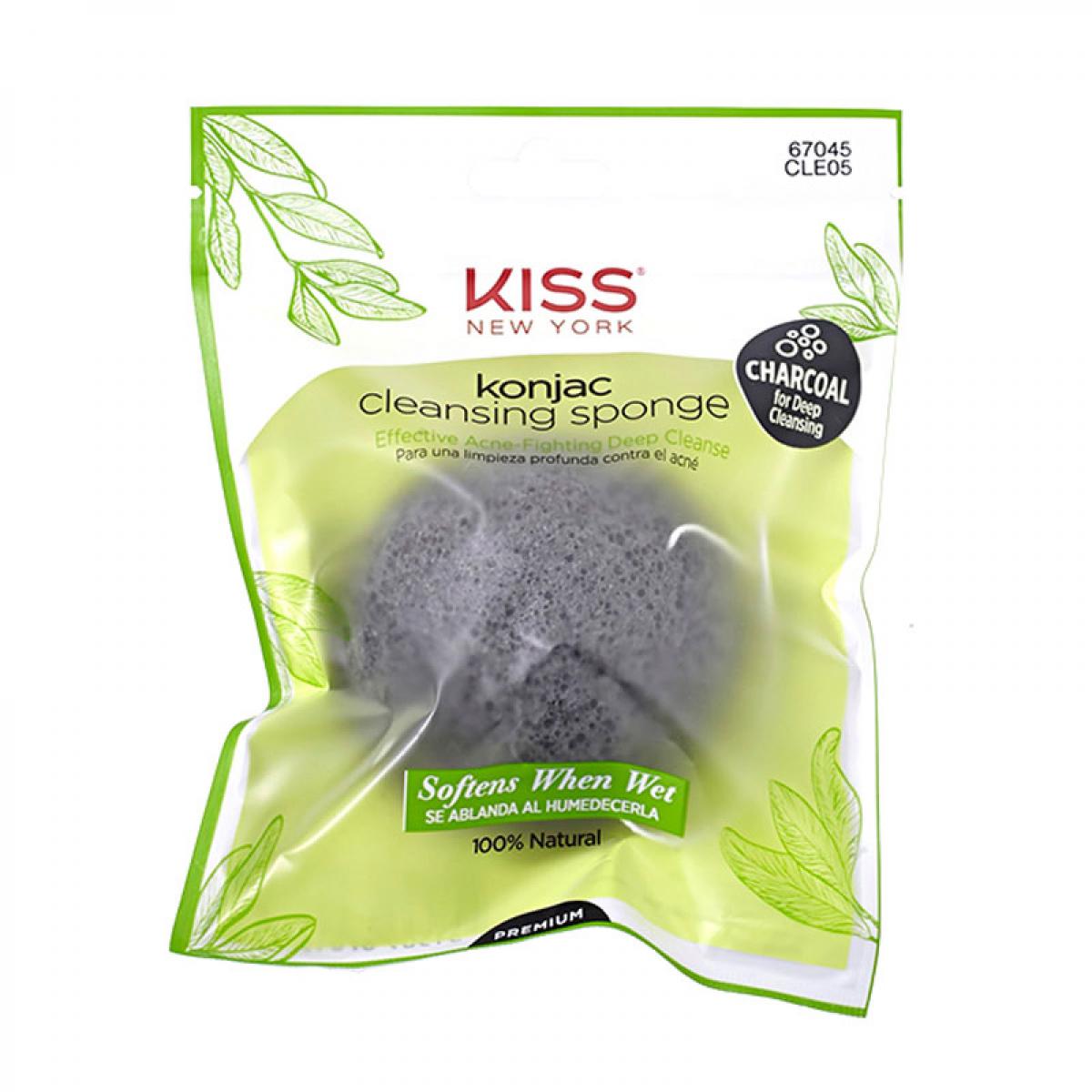 اسفنج پاک کننده آرایش مدل CLE05 - زغالی - Kiss CLE05 Charcoal Cleansing Sponge