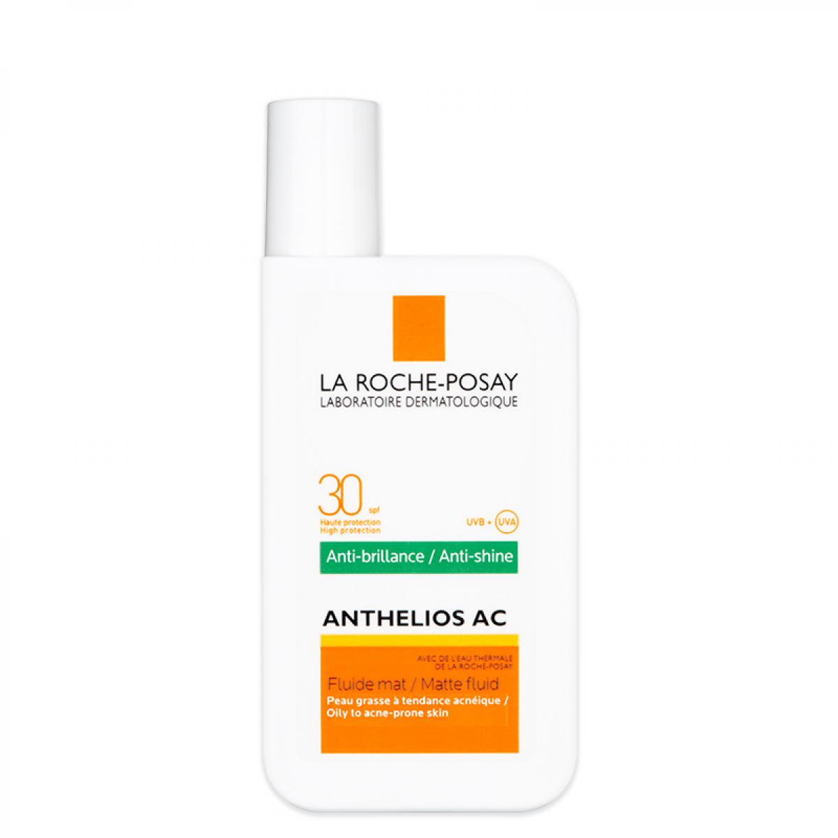 ﻓﻠﻮﺋﯿﺪ ضد آفتاب آﻧﺘﯽ ﺷﺎﯾﻦ  با +SPF 30 حجم 50 میل - La Roche Posay Anthelios AC Anti Shine Sunscreen Fluide SPF30 50ml