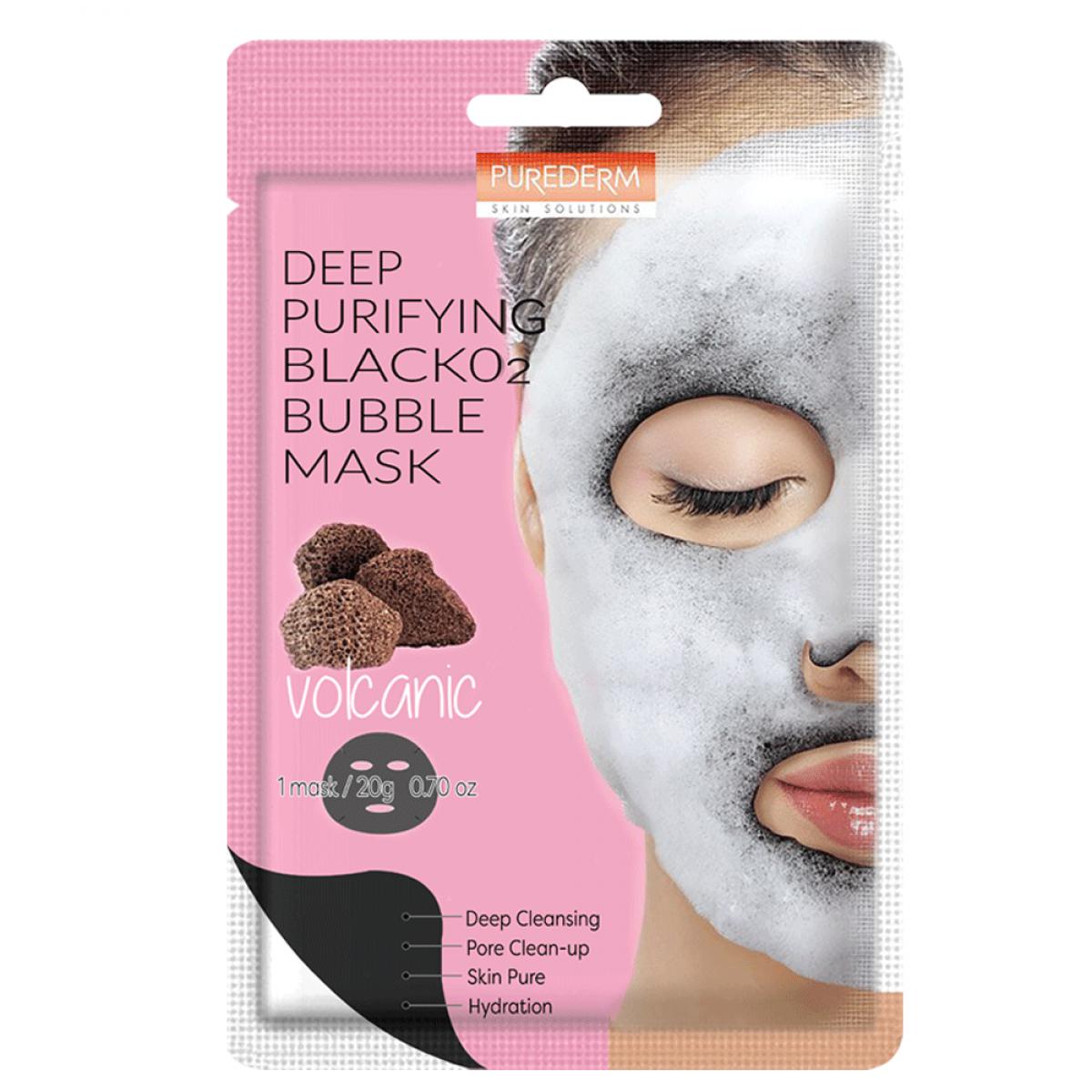 ماسک نقابی حبابی پاک کننده عمیق اتشفشان - Deep purifying black o2 bubble mask volcanic