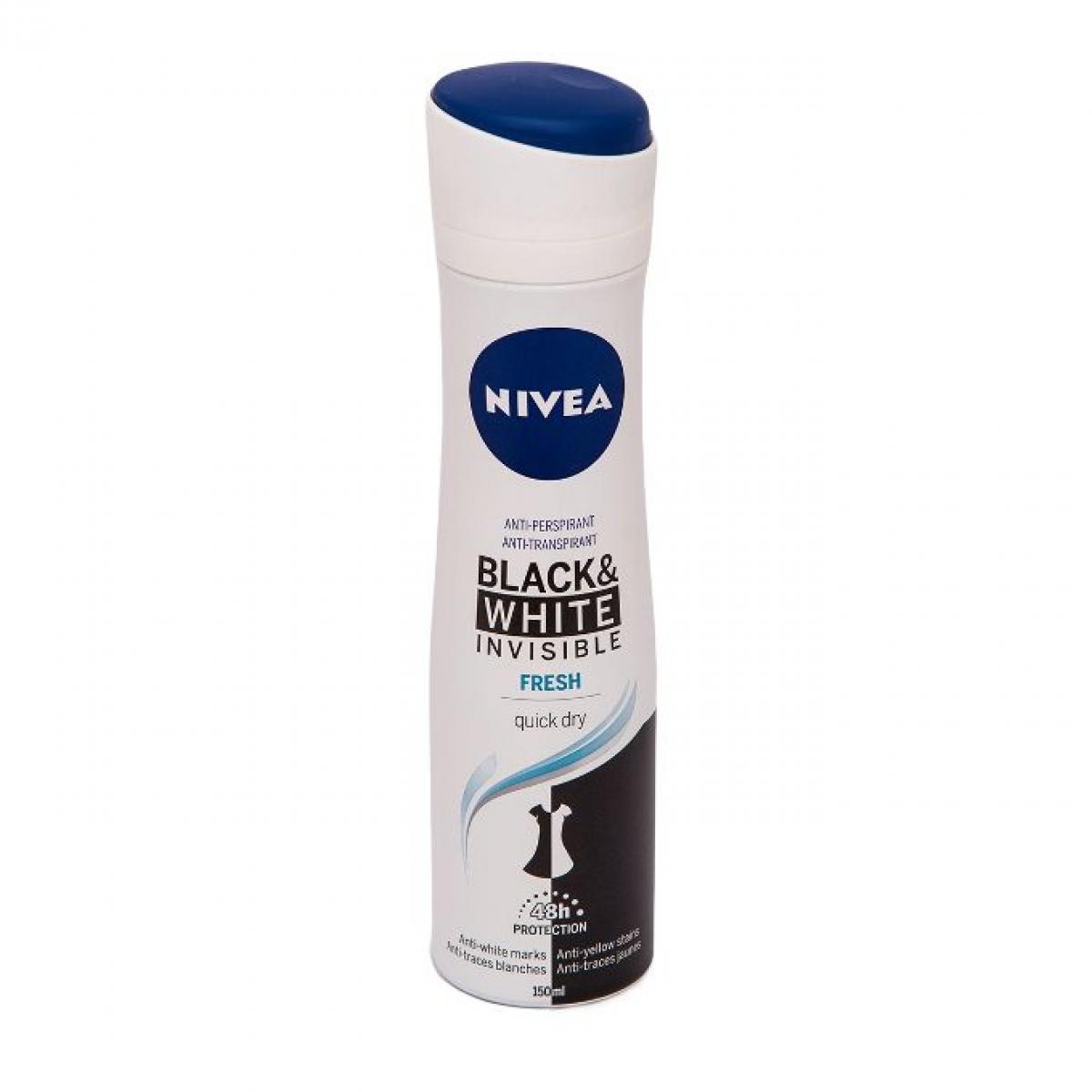 اسپری اینویزیبل بلک اند وایت فرش ضد اثار عرق - Nivea invisible For Black & White Fresh Spray