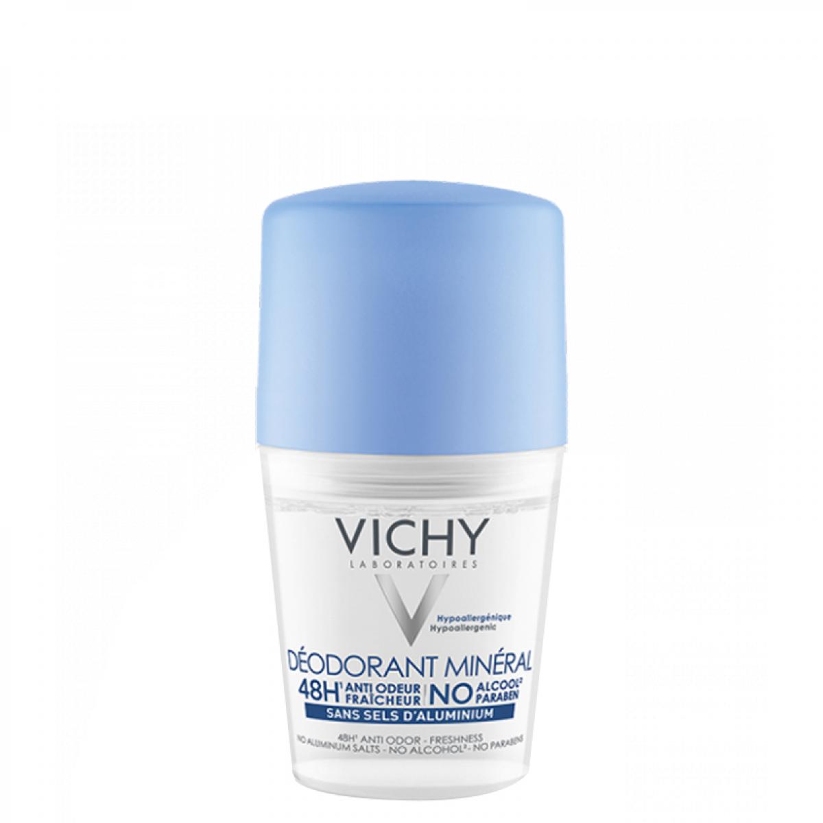 دئودورانت رولی 48 ساعته زنانه مینرال - Vichy Roll-On Deodorant Mineral 48H For Women 50ml
