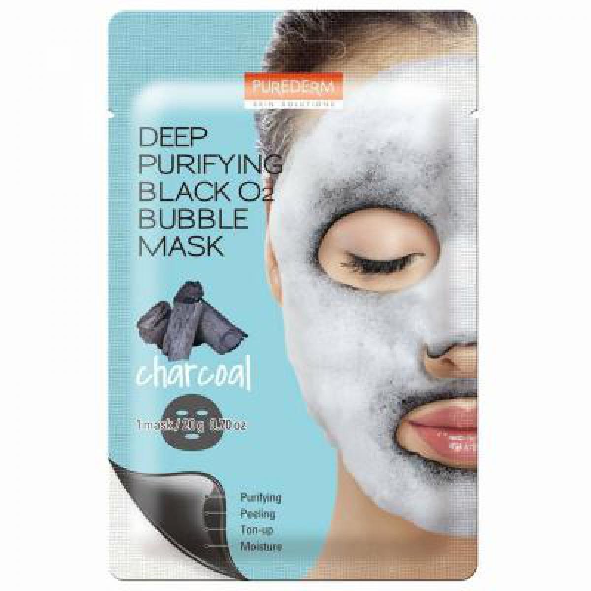 ماسک نقابی حبابی پاک کننده عمیق زغال - Deep purifying black o2 bubble mask