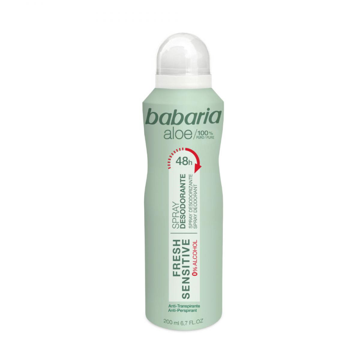 اسپری زنانه فرش آلوئه‌ورا - BABARIA aloe vera spray desodorante fresh senestive 200ml