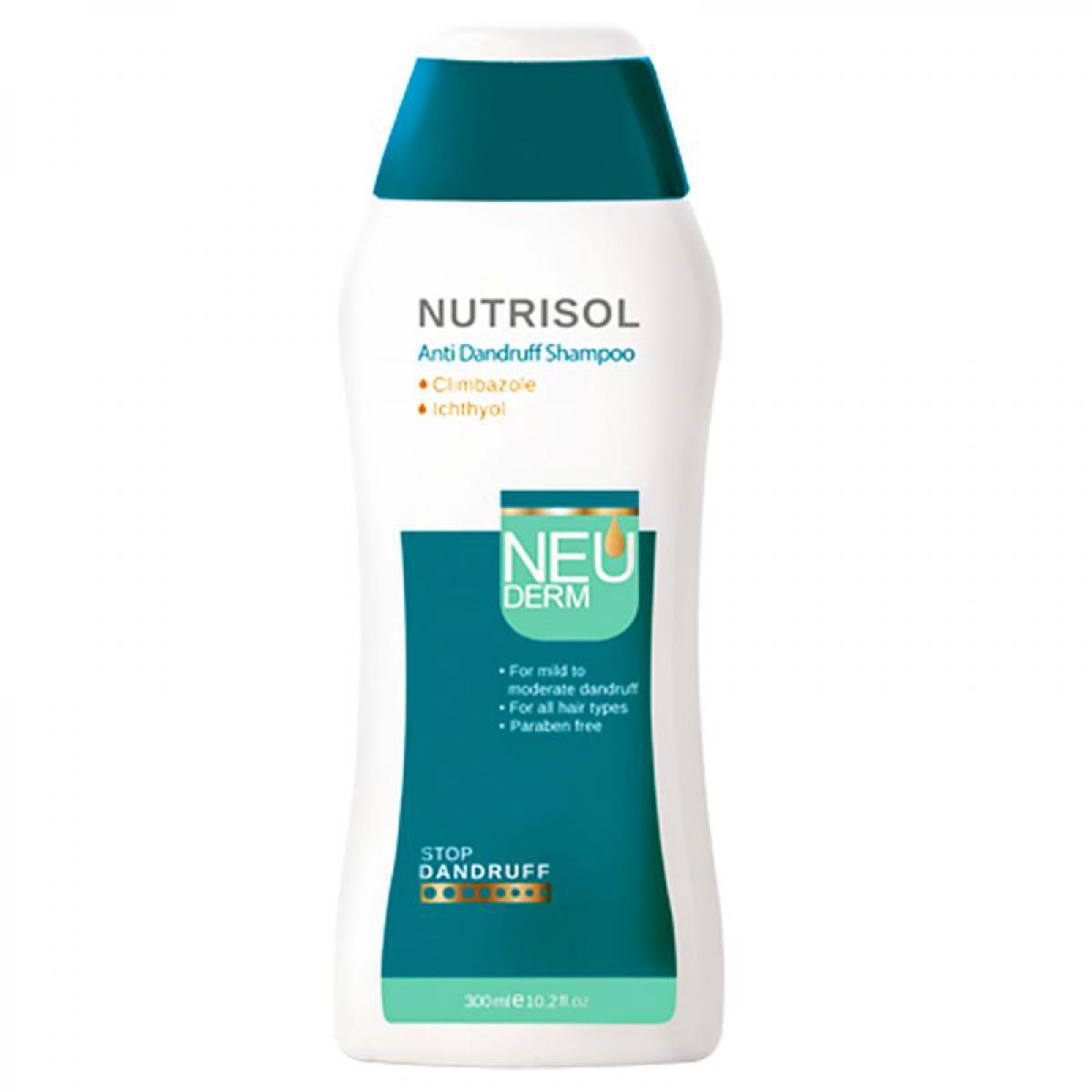 شامپو ضد شوره مدل Nutrisol مناسب انواع مو 300 میل - Neuderm Nutrisol Anti Dandruff Shampoo For All Hairs 300ml