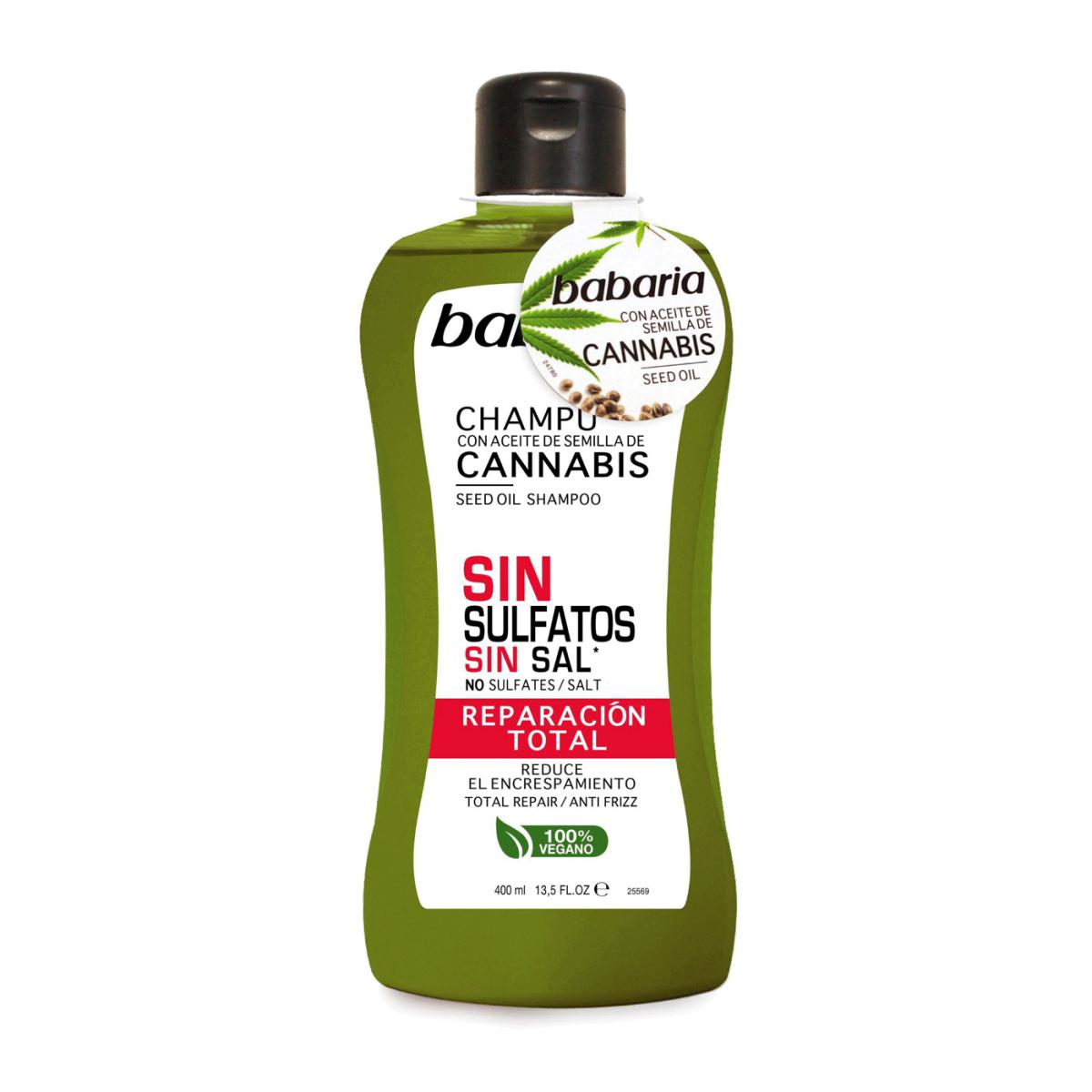 شامپو ترمیم کننده و ضدوز بدون سولفات حاوی عصاره کانابیس Cannabis - sin sulfate repair shampoo