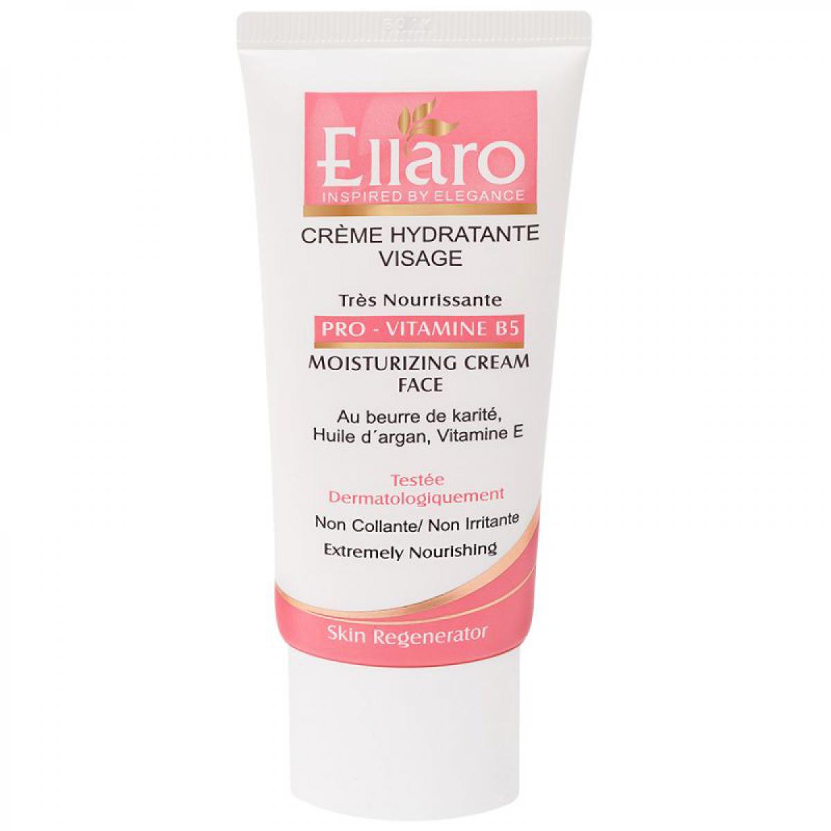 کرم مرطوب کننده مغذی حاوی پرو ویتامین B5 حجم 50 میل - Ellaro Face Moisturizing Cream 50 ml 