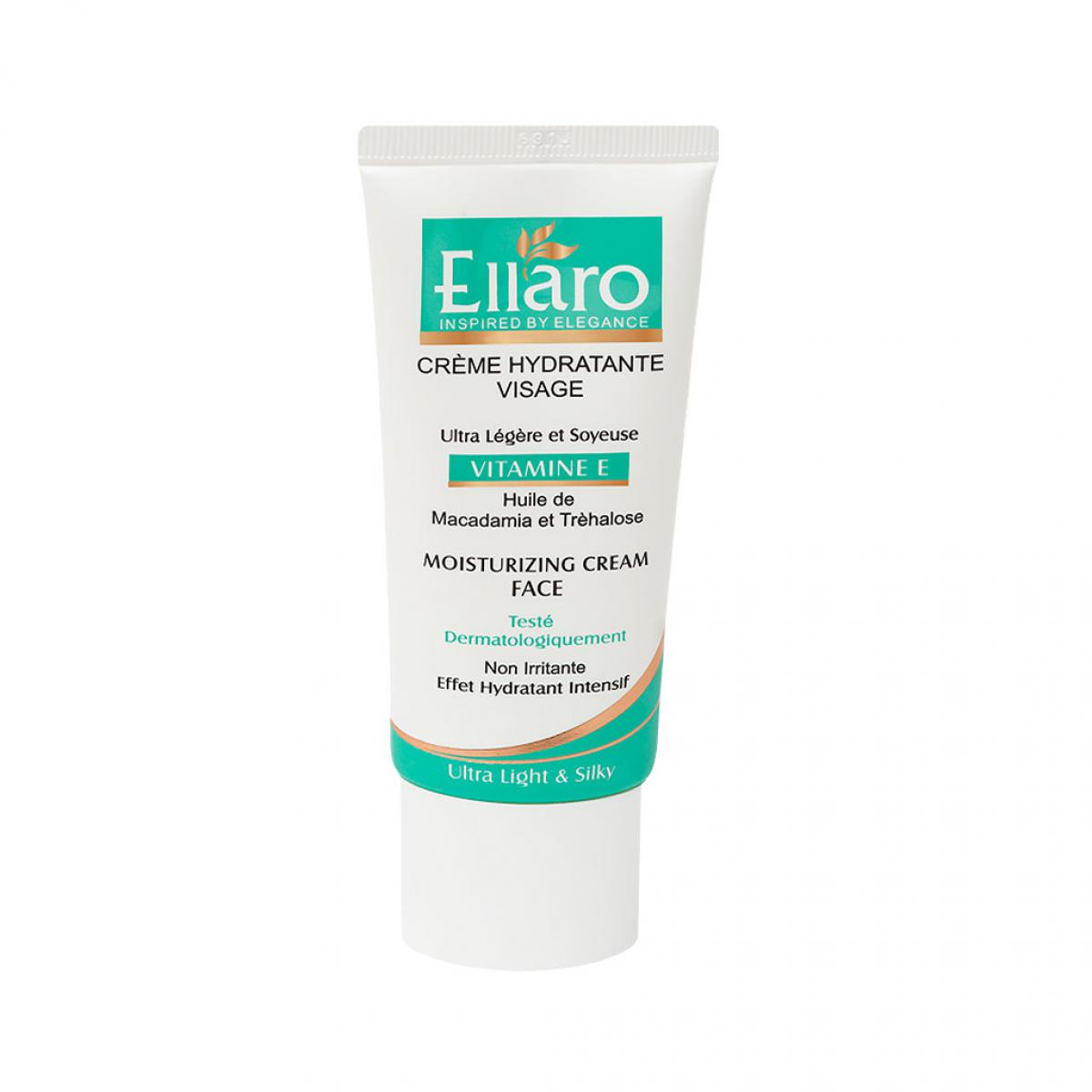 کرم مرطوب کننده و آبرسان حاوی ویتامین E - Ellaro Hydratante Visage Vitamin E Cream For All Skins 50 ml