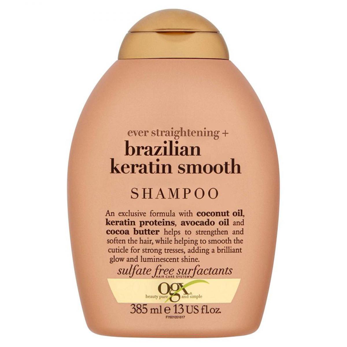 شامپو کراتین برزیلی بدون سولفات، صاف کننده قوی مو  - Ever Straightening + Brazilian Keratin Smooth Shampoo 385 ml