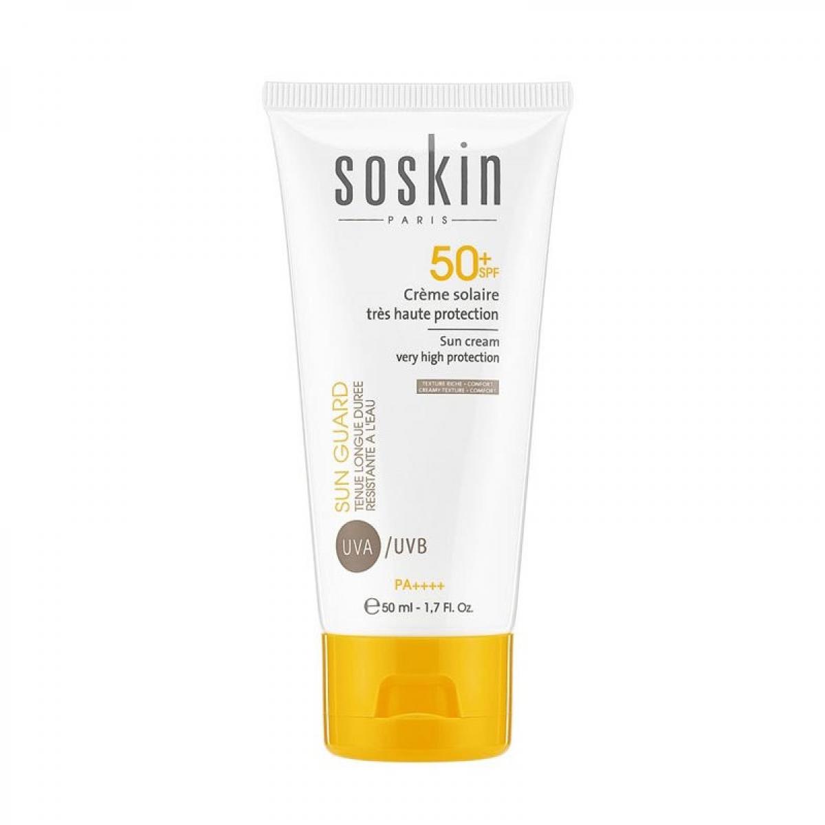 کرم ضدآفتاب بدون رنگ spf50 - Soskin Sunscreen Very high protection 50ml