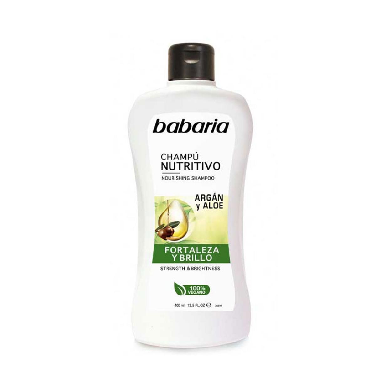 شامپو مغذی و تقویت کننده مو حاوی آلوئه ورا و روغن آرگان - Babaria Nourishing And Fortifying Shampoo With Aloe Vera And Argan Oil 400ml