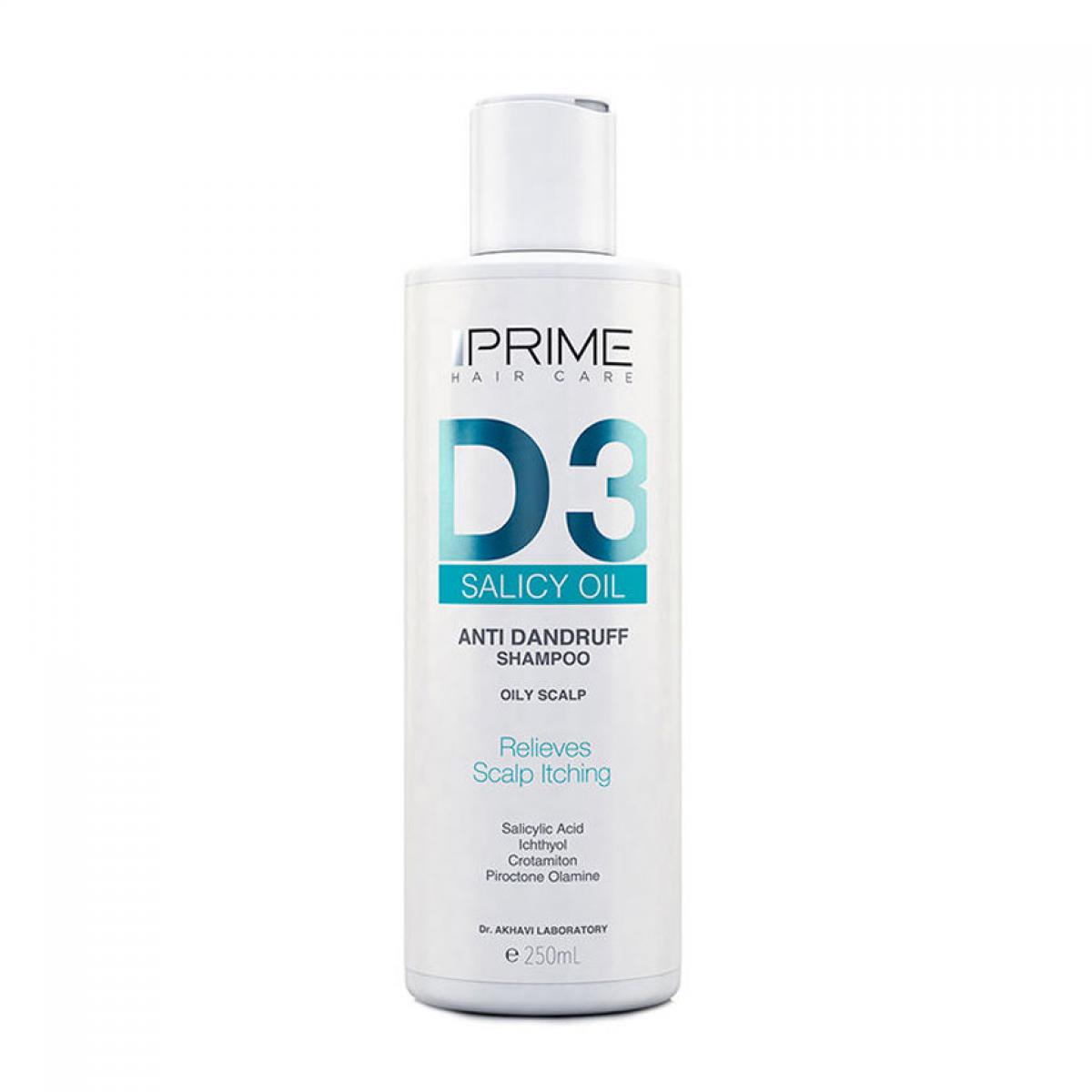شامپو ضد شوره پوست سر چرب مدل D3 حجم - Prime D3 Anti Dandruff shampoo For Oily Scalp 250ml