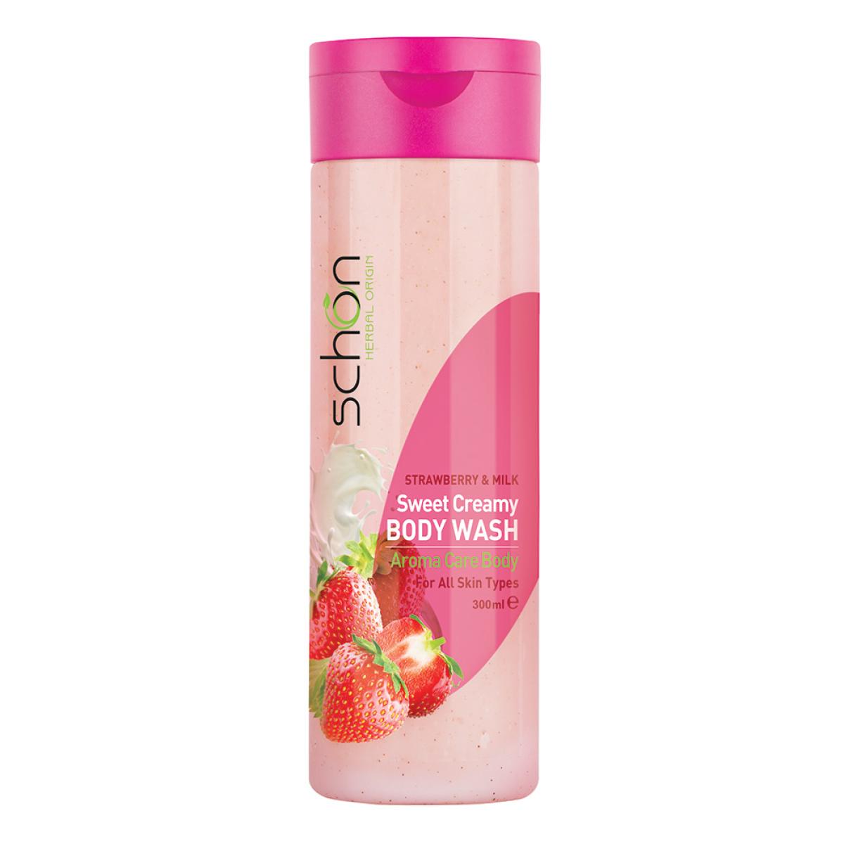 شامپو بدن کرمی شیر و توت فرنگی - Strawberry And Milk Creamy Body Shampoo 300ml