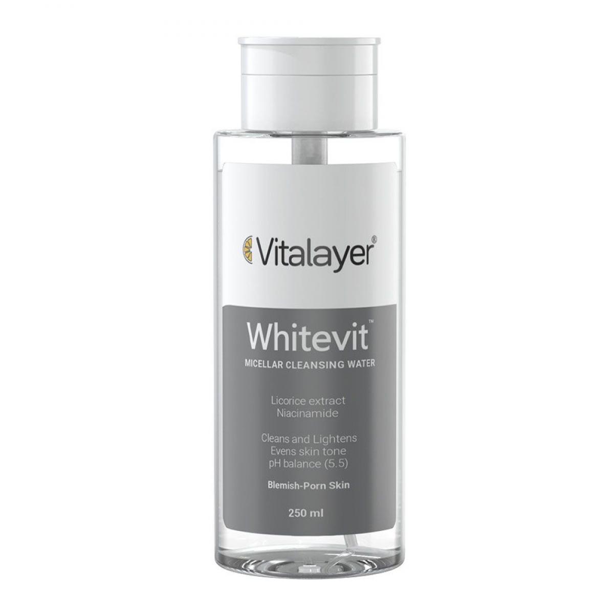 محلول پاک کننده آرایش میسلار وایت ویت - Whitevit Micellar Cleansing Water For All Skin Types 250ml